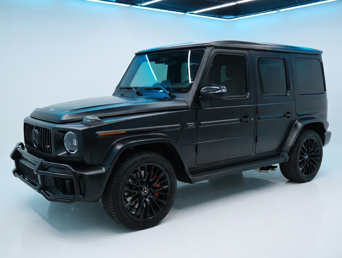 2026 Mercedes G63 after matte black wheel refinish and matte clear wrap