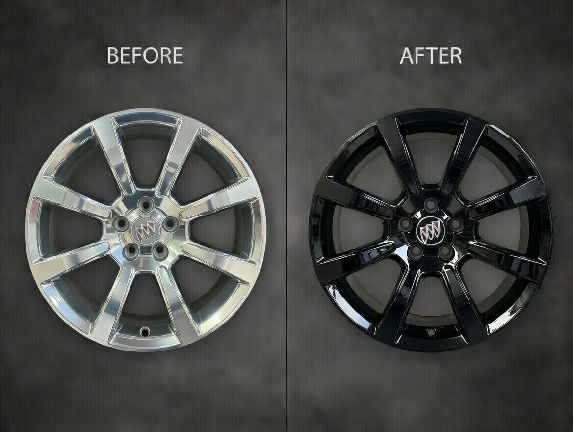 Before and after custom refinishing on Buick Regal wheels – Twin City Wheel Repair Minnesota