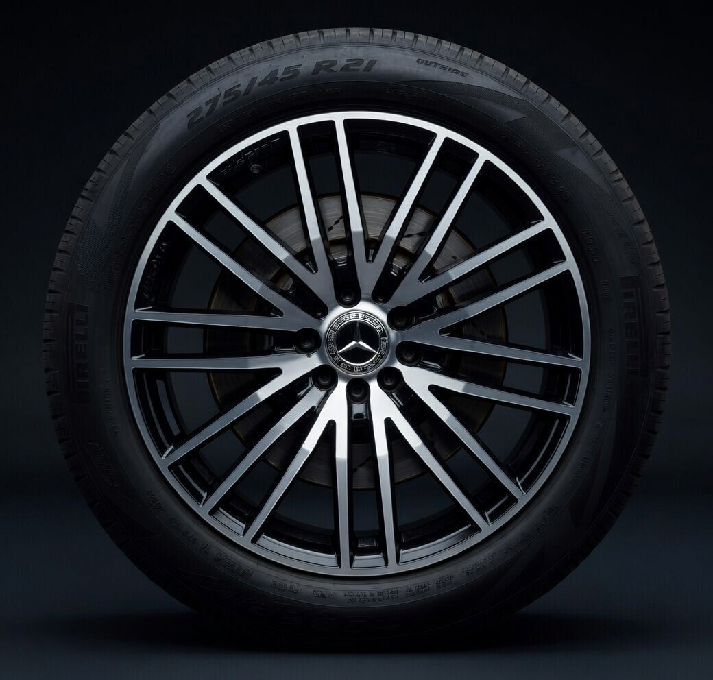 Before and after OEM refinishing on Mercedes EQS wheels – restored to factory condition at Twin City Wheel Repair